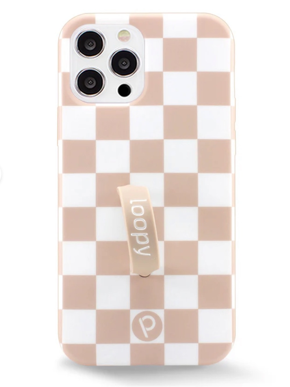 Loopy Checkered Phone Case Apple iPhone 12 - Beige & White